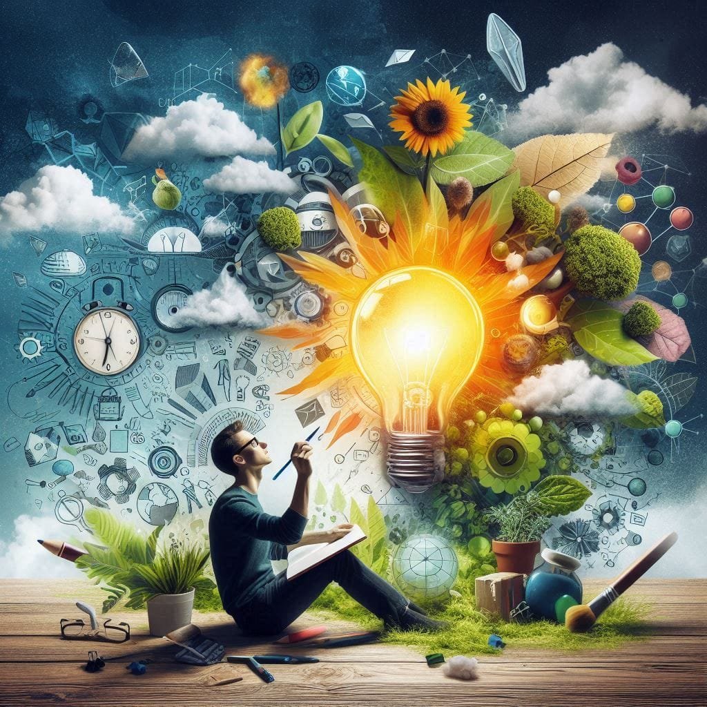 a creative image with human, nature, and life examples 