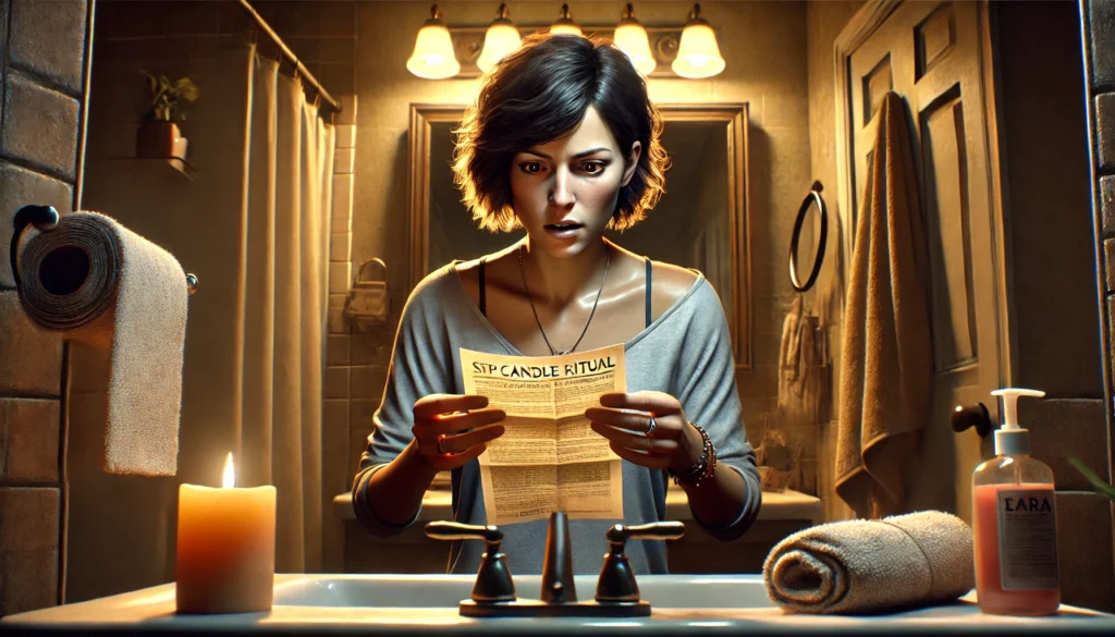 Lighting a Black Candle 3 the small paper with trembling hands