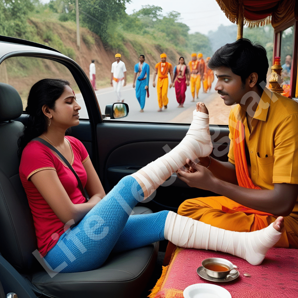 Unmindful Moments of Love 6 showing kindness by helping her stretch her legs in the car and offering her tea.