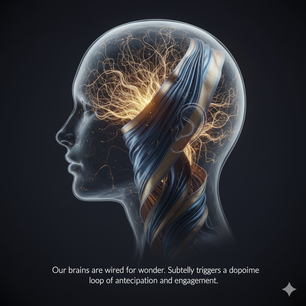 Skin is Boring. Mystery is Magnetic. 2 Our brains are wired for wonder. Subtlety triggers a dopamine loop of anticipation and engagement.
